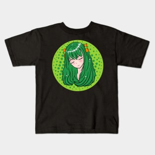 Anime St. Patrick's Day Lucky Anime Girl Shamrocks Rainbow Kids T-Shirt